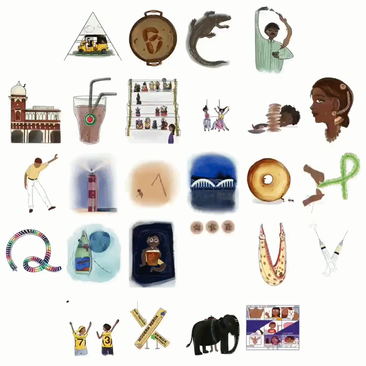 The full alphabet, looping