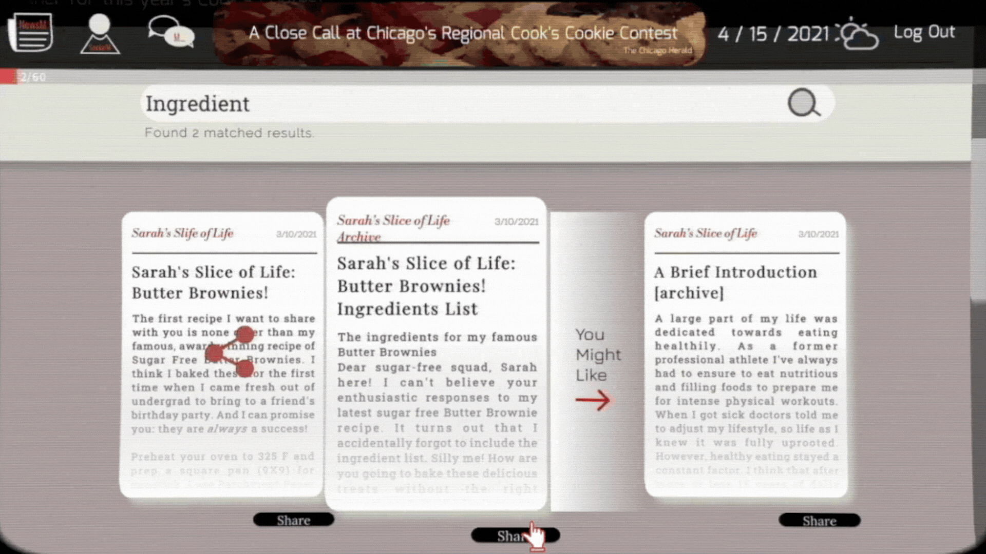Newspaper layout in-game