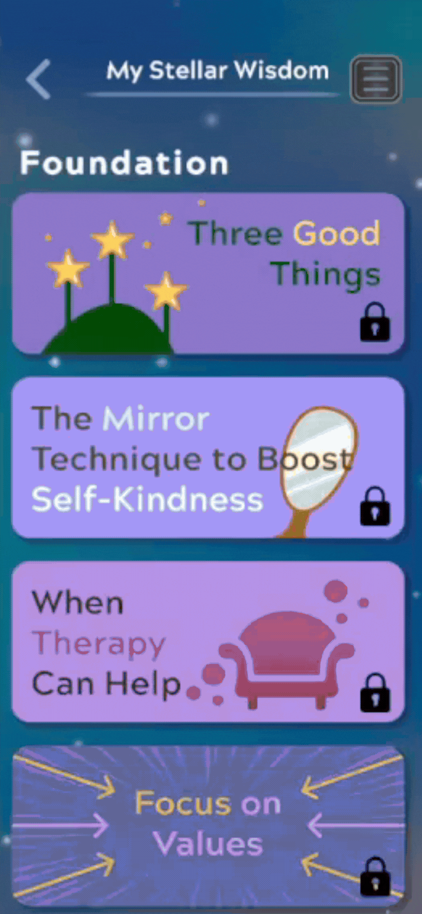 Stellar wisdom content page, two