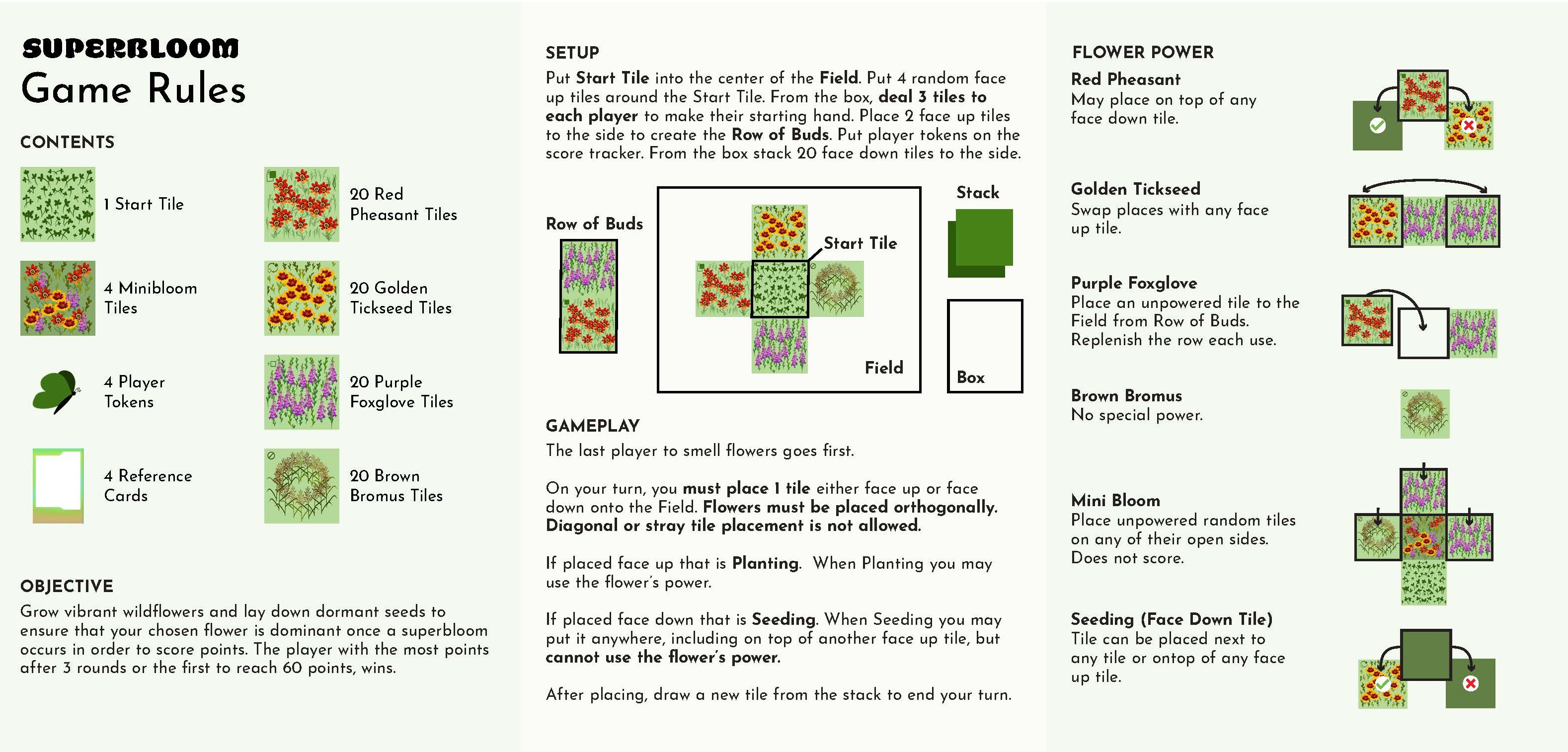 Rules sheet, page one