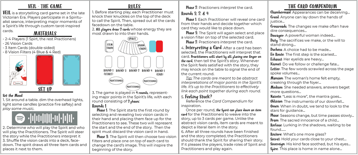 Rules sheet, page one