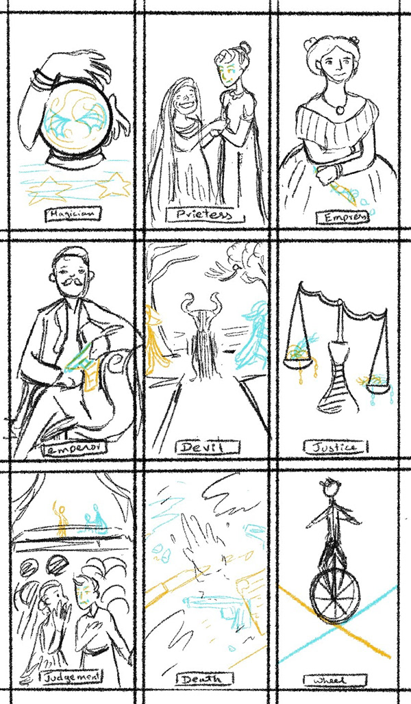 Card roughs, second pass