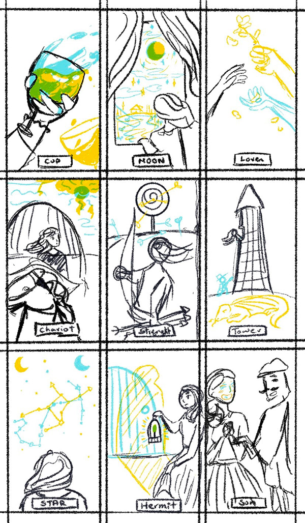 Card roughs, first pass